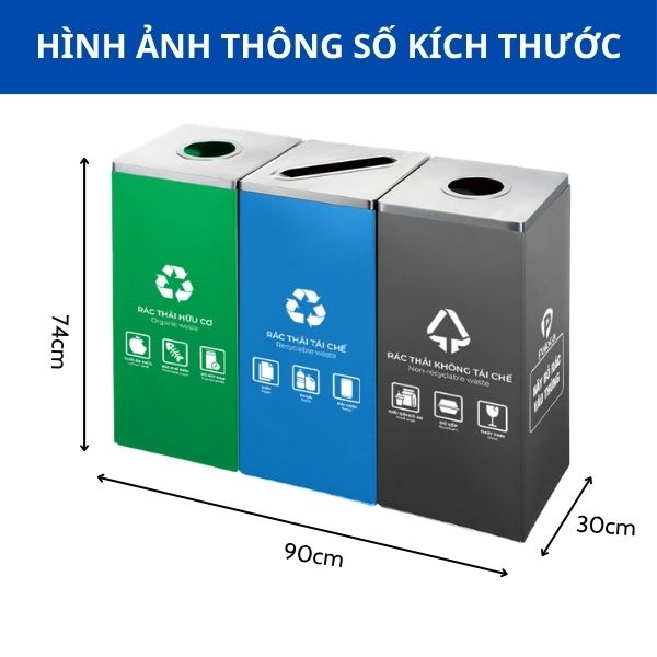 Thùng phân loại rác thải 3 ngăn