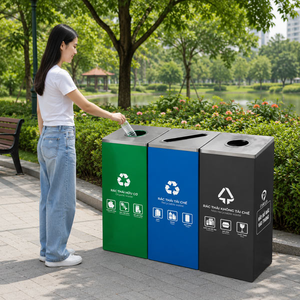 Thùng phân loại rác thải 3 ngăn