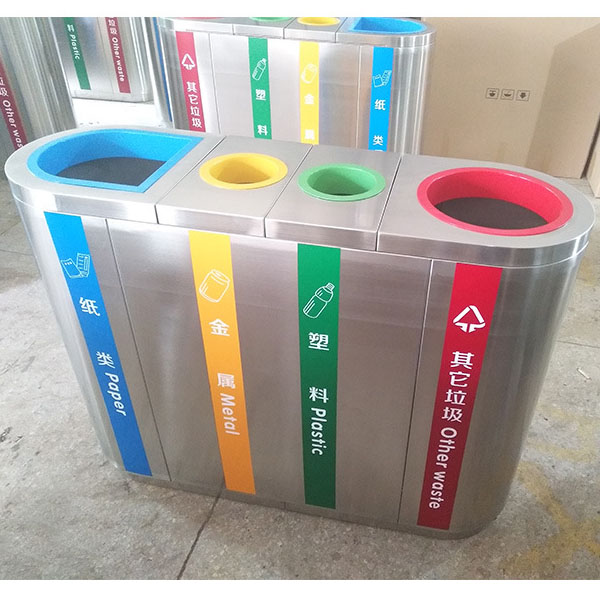 Hình ảnh chụp thật thùng rác 4 ngăn inox