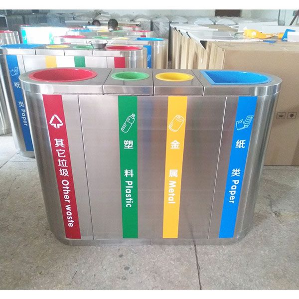 Hình ảnh chụp thật thùng rác 4 ngăn inox