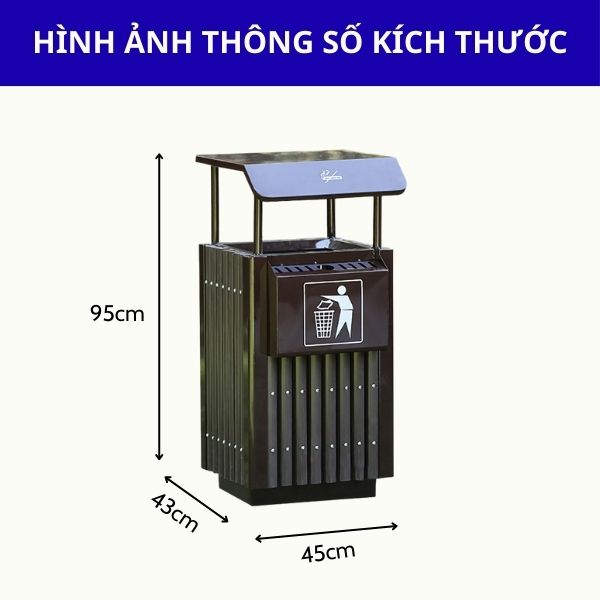 Thùng rác 1 ngăn có mái che