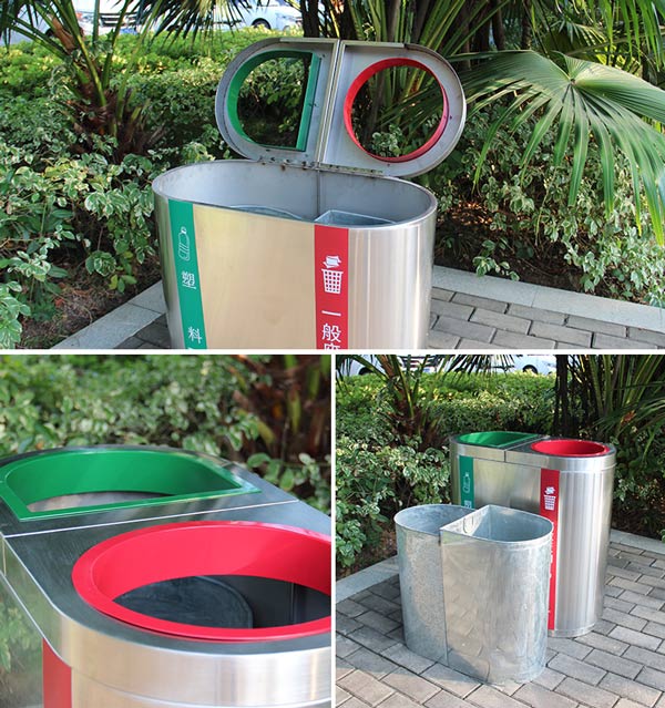 Cận cảnh mẫu thùng rác 2 ngăn inox loại tốt hiện nay