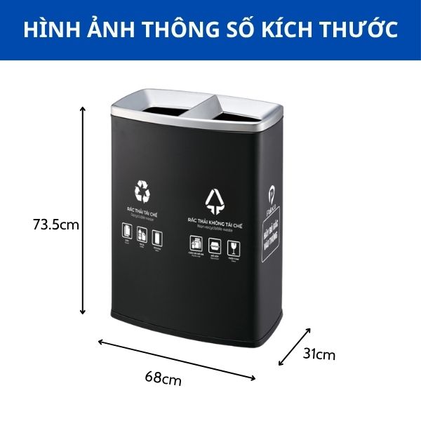 Thùng rác 2 ngăn ngoài trời bằng thép