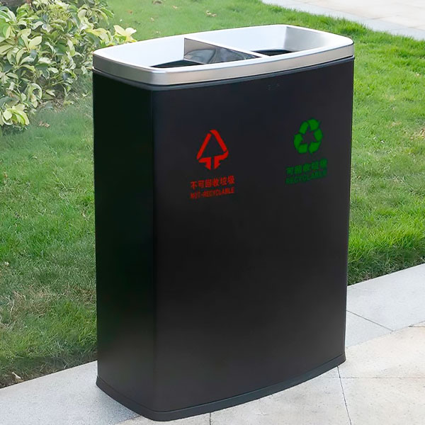 Mẫu thùng rác 2 ngăn bằng thép sơn tĩnh điện