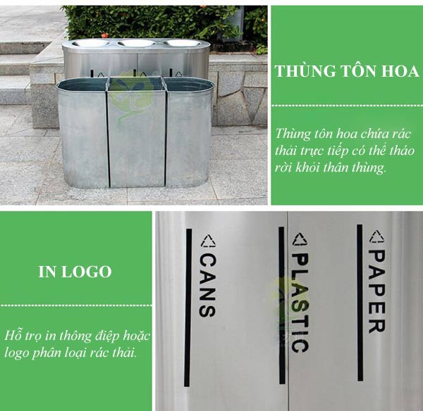 Chi tiết đặc điểm từng bộ phận thùng phân loại rác 3 ngăn