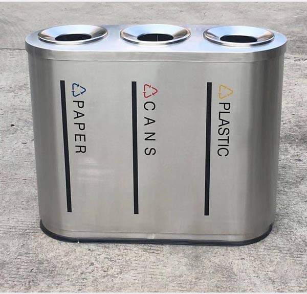 Mẫu thùng rác 3 ngăn phân loại rác tại kho Hành Tinh Xanh