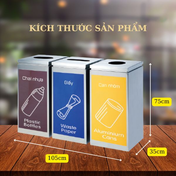 Kích thước thùng rác 3 ngăn