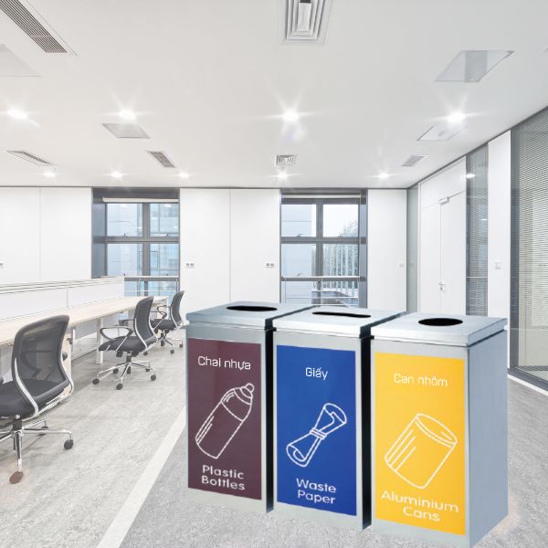 Mẫu thùng rác này cũng có thể sử dụng tại văn phòng làm việc