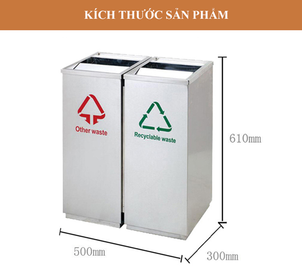 Kích thước thùng rác đôi inox