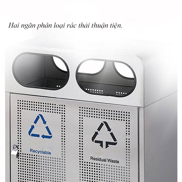 Hai ngăn bỏ rác rộng rãi