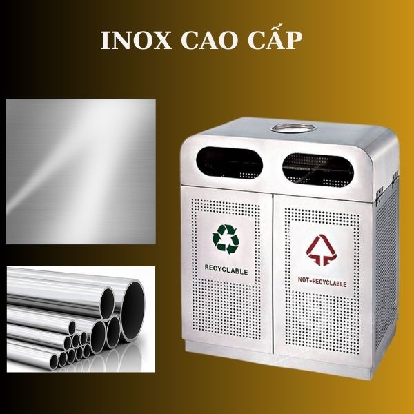 Thùng rác được chế tác từ dòng inox dày và tốt