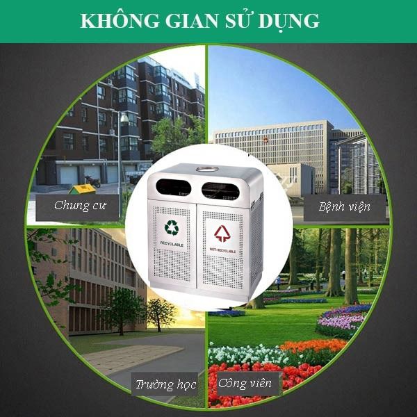 Thùng rác sử dụng phù hợp với mọi công viên ngoài trời