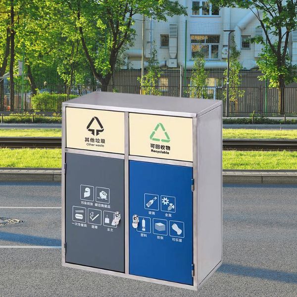 Thùng rác 2 ngăn ngoài trời bền bỉ