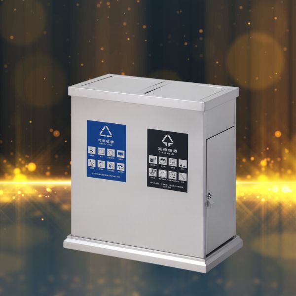 Mẫu thùng rác inox đôi nắp bập bênh
