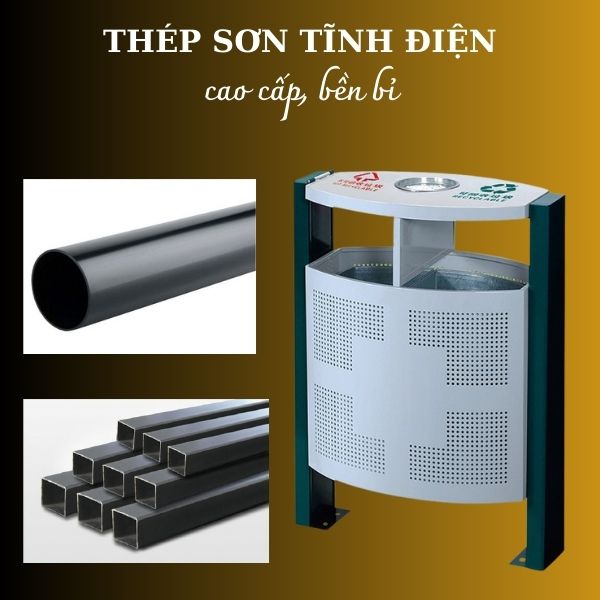 Mẫu thùng rác làm bằng thép với độ bền cao