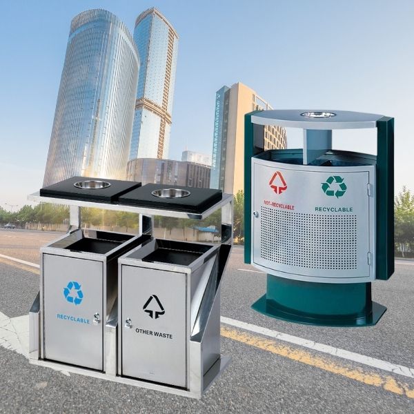 Thùng rác inox ngoài trời tại Hành Tinh Xanh khá là phong phú