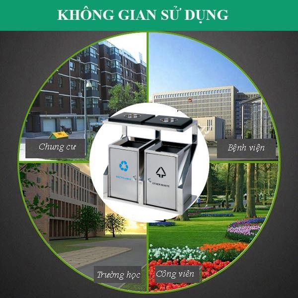 Mẫu thùng rác có tính ứng dụng cao ở khu vực ngoài trời