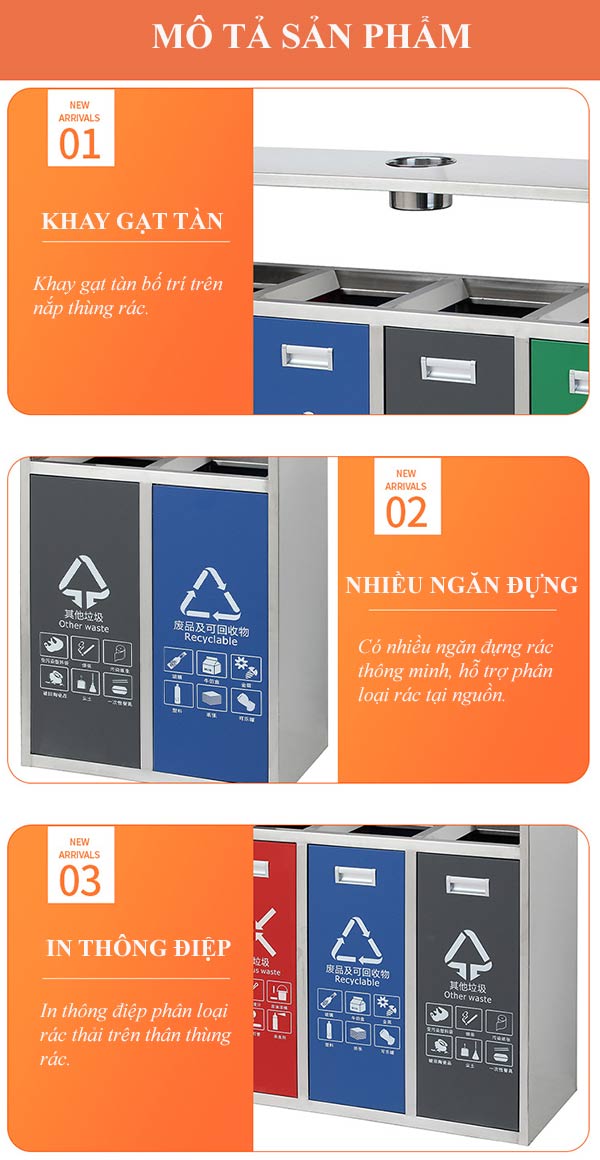 Tham khảo chi tiết đặc điểm thùng rác 4 ngăn
