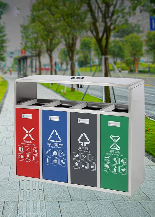Mẫu thùng rác ngoài trời kiểu dáng 4 ngăn