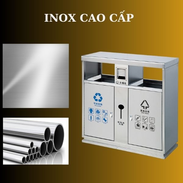 Mẫu thùng rác 2 ngăn được sản xuất từ inox
