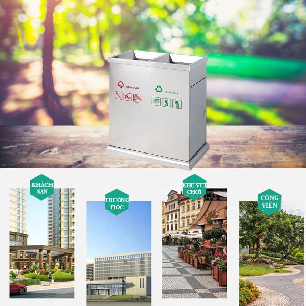 Mẫu thùng rác 2 ngăn phù hợp với nhiều không gian