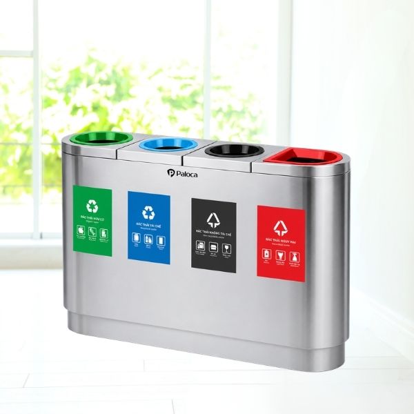 Thùng rác 4 ngăn ngoài trời