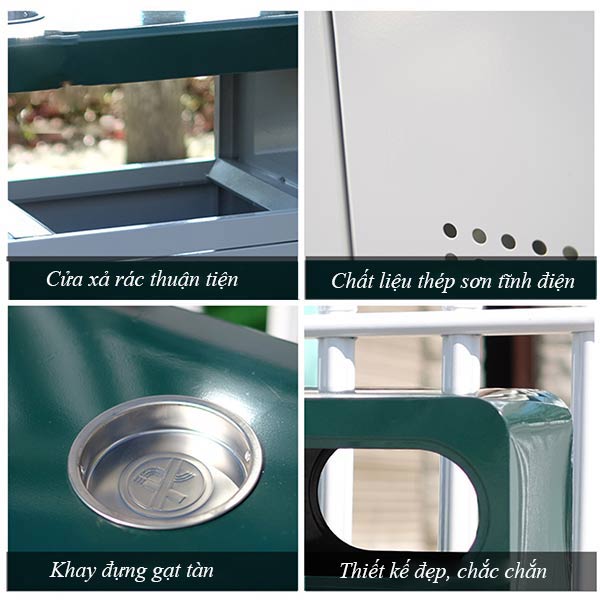 Các bộ phận cấu thành thùng rác 2 ngăn ngoài trời