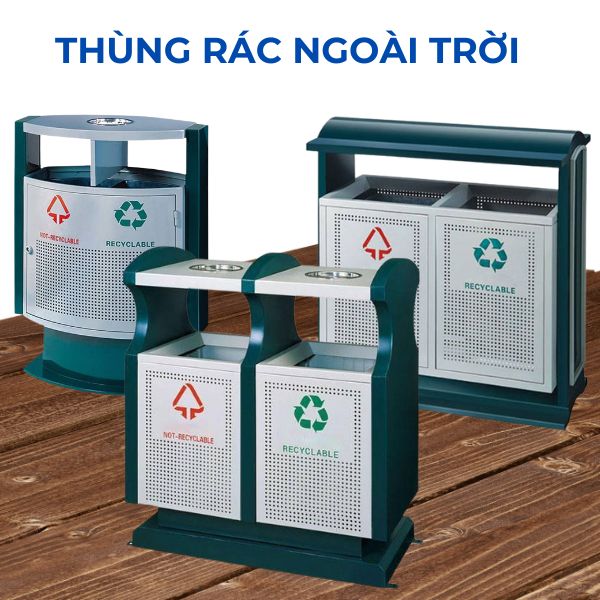 Hành Tinh Xanh có nhiều mẫu thùng rác đôi ngoài trời bằng thép