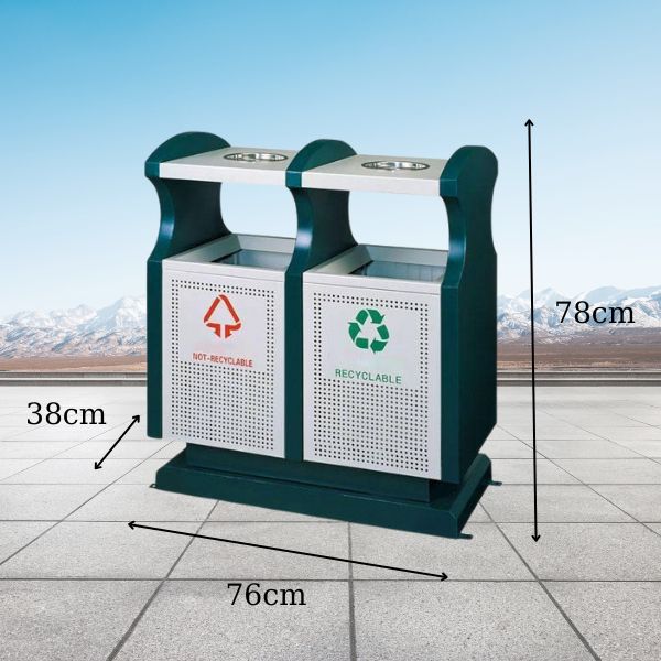 Kích thước thùng rác đôi ngoài trời