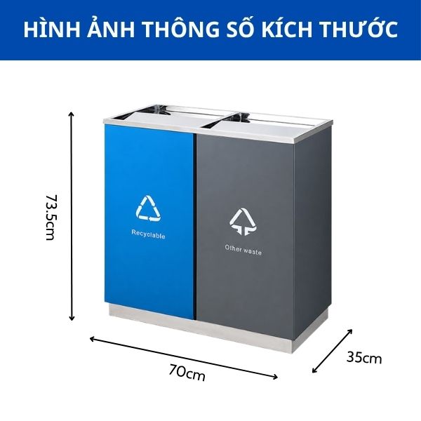 Thùng rác phân loại rác thải inox nắp lật