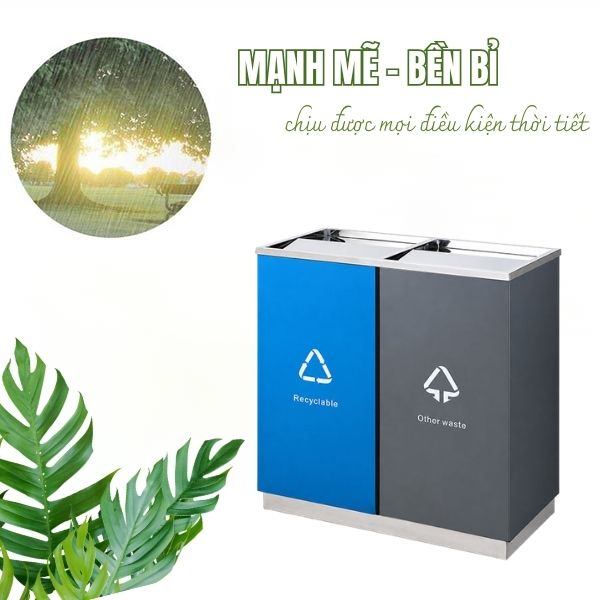 Thùng rác phân loại rác thải inox nắp lật