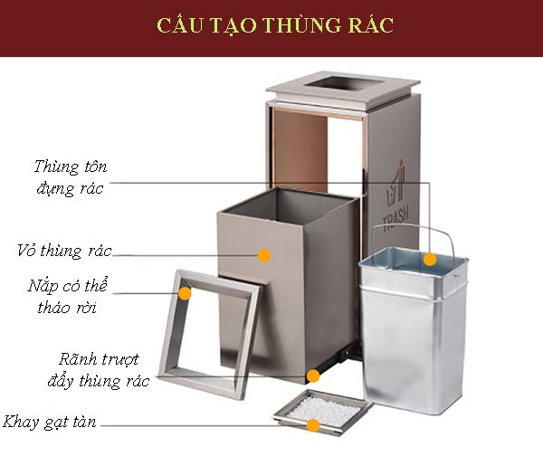 Thùng rác sảnh khách sạn có gạt tàn