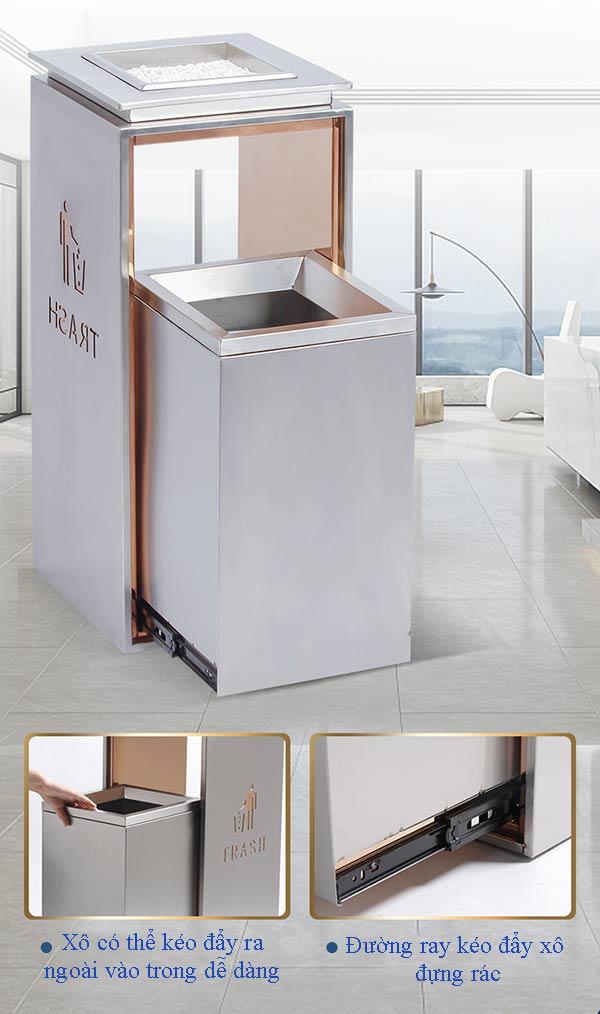 Đường ray giúp trượt và đẩy thùng rác ra ngoài hoặc vào trong