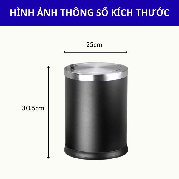 Thùng rác thép sơn đen nắp lật