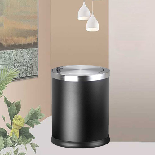 Thùng rác thép sơn đen nắp lật
