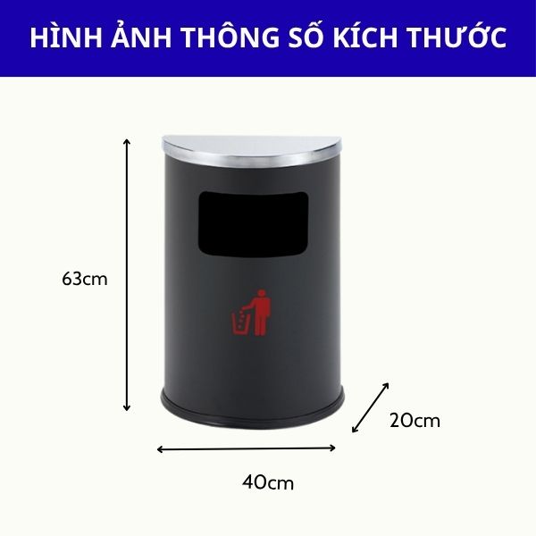Thùng rác thép hình bán nguyệt