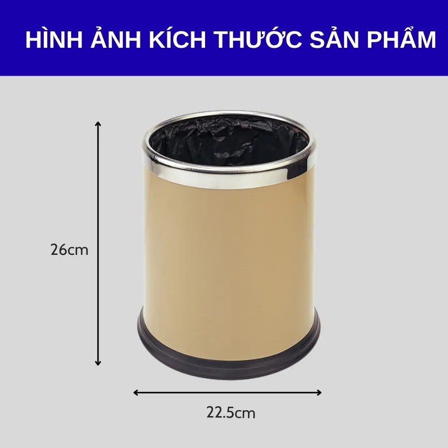 Kích thước thùng rác thép không nắp