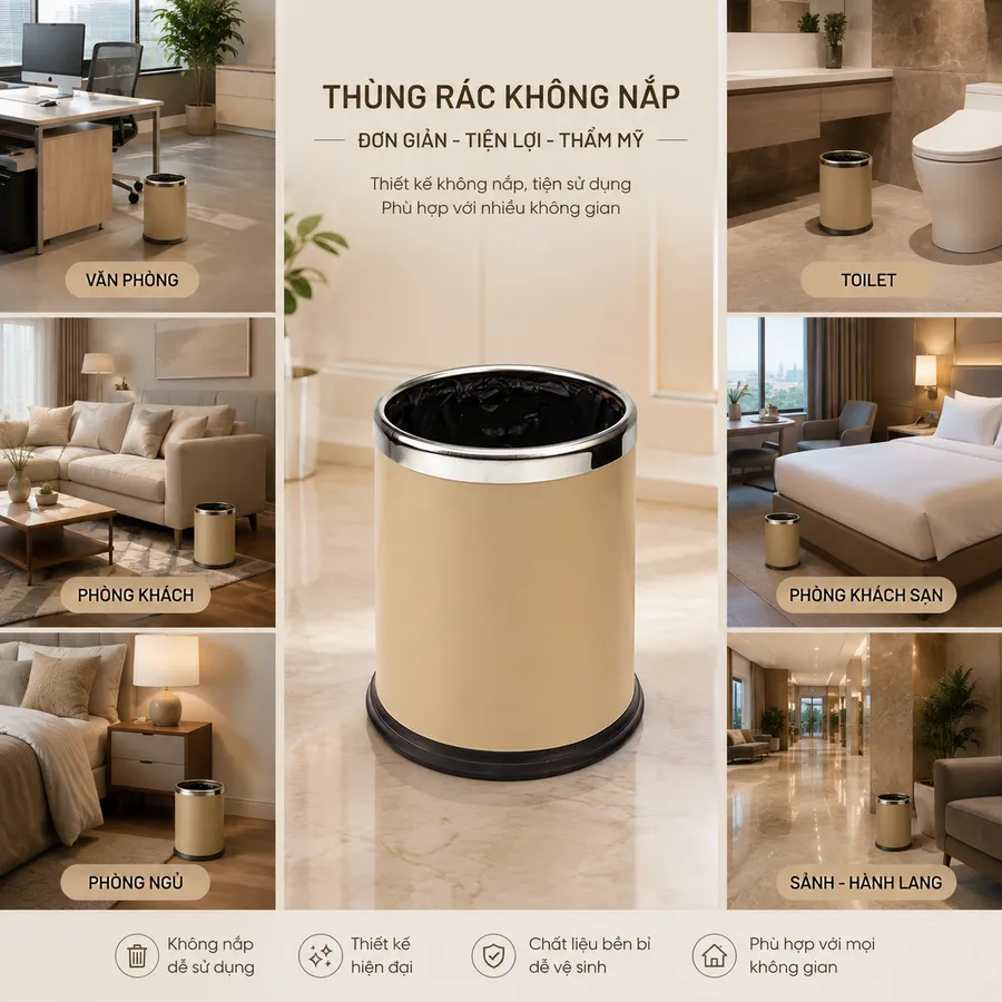 Thùng rác không nắp bằng thép cỡ nhỏ