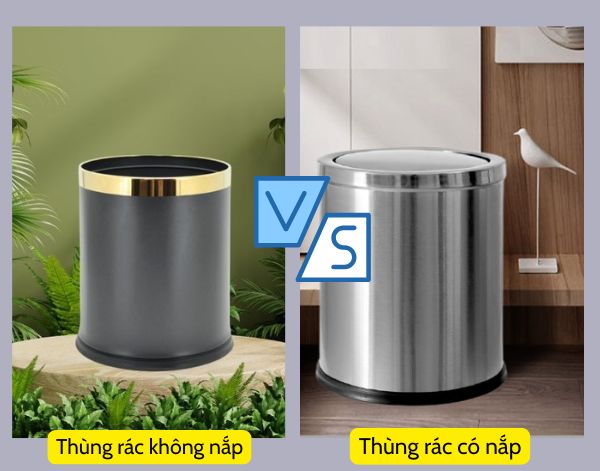 Thùng rác văn phòng không nắp hay có nắp đều có ưu điểm riêng