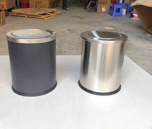Thùng rác nắp lật cỡ nhỏ bằng inox và thép sơn tĩnh điện