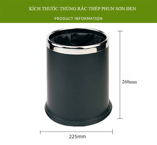 Kích thước thùng rác tròn, không nắp