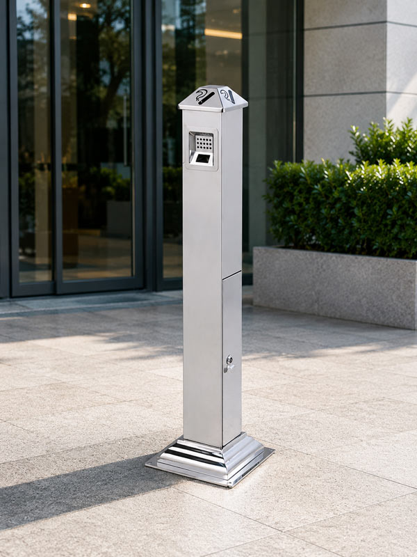 Trụ inox đựng tàn thuốc lá