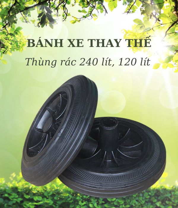 Mua ngay bánh xe thùng rác 240 lít, 120 lít thay thế