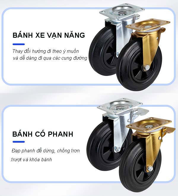 Chi tiết bánh xe dành cho thùng rác nhựa 660L