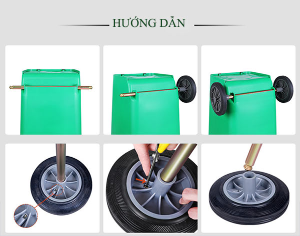 Bánh xe và trục thùng rác