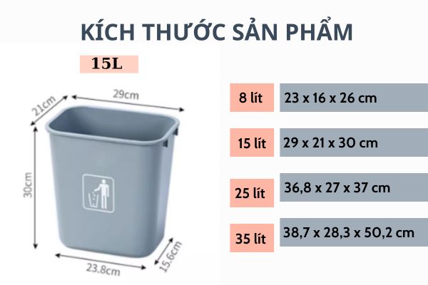 Tham khảo kích thước sọt nhựa đựng rác văn phòng