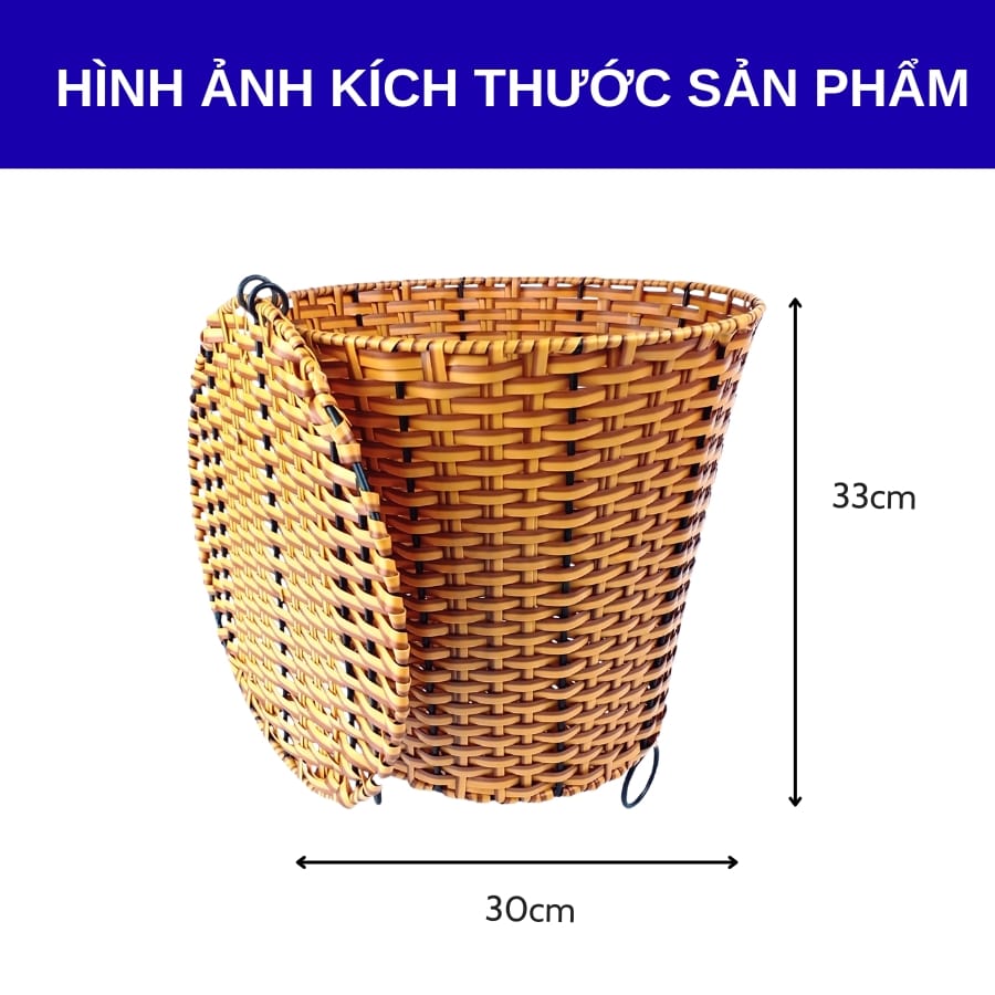 Kích thước sọt đựng rác bằng nhựa giả mây