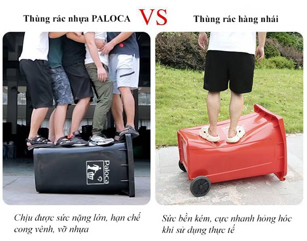 Thùng rác 240L Paloca chịu tải tốt hơn hẳn thùng rác giá rẻ, hàng nhái
