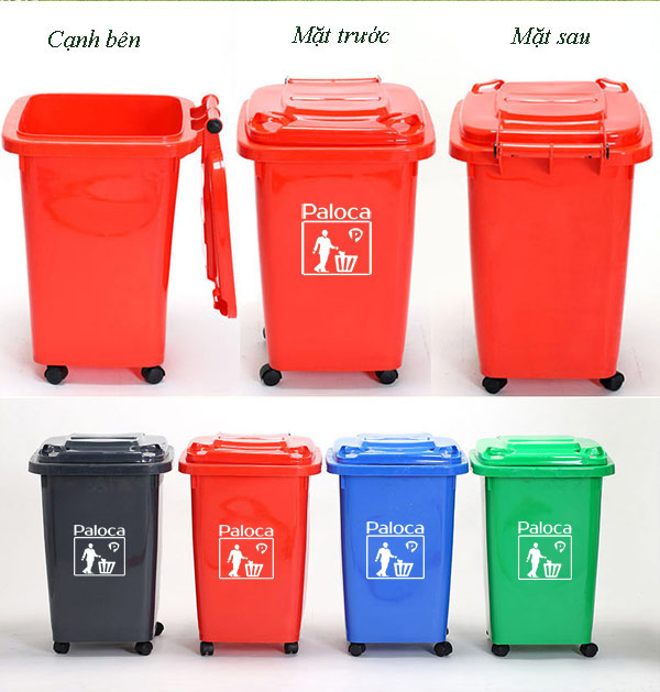 Thùng rác 60L - thùng rác nhựa 60L công nghiệp