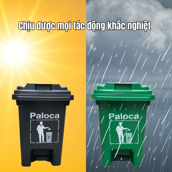 Thùng rác Paloca 60 lít bền bỉ, dùng ở trong nhà và ngoài trời